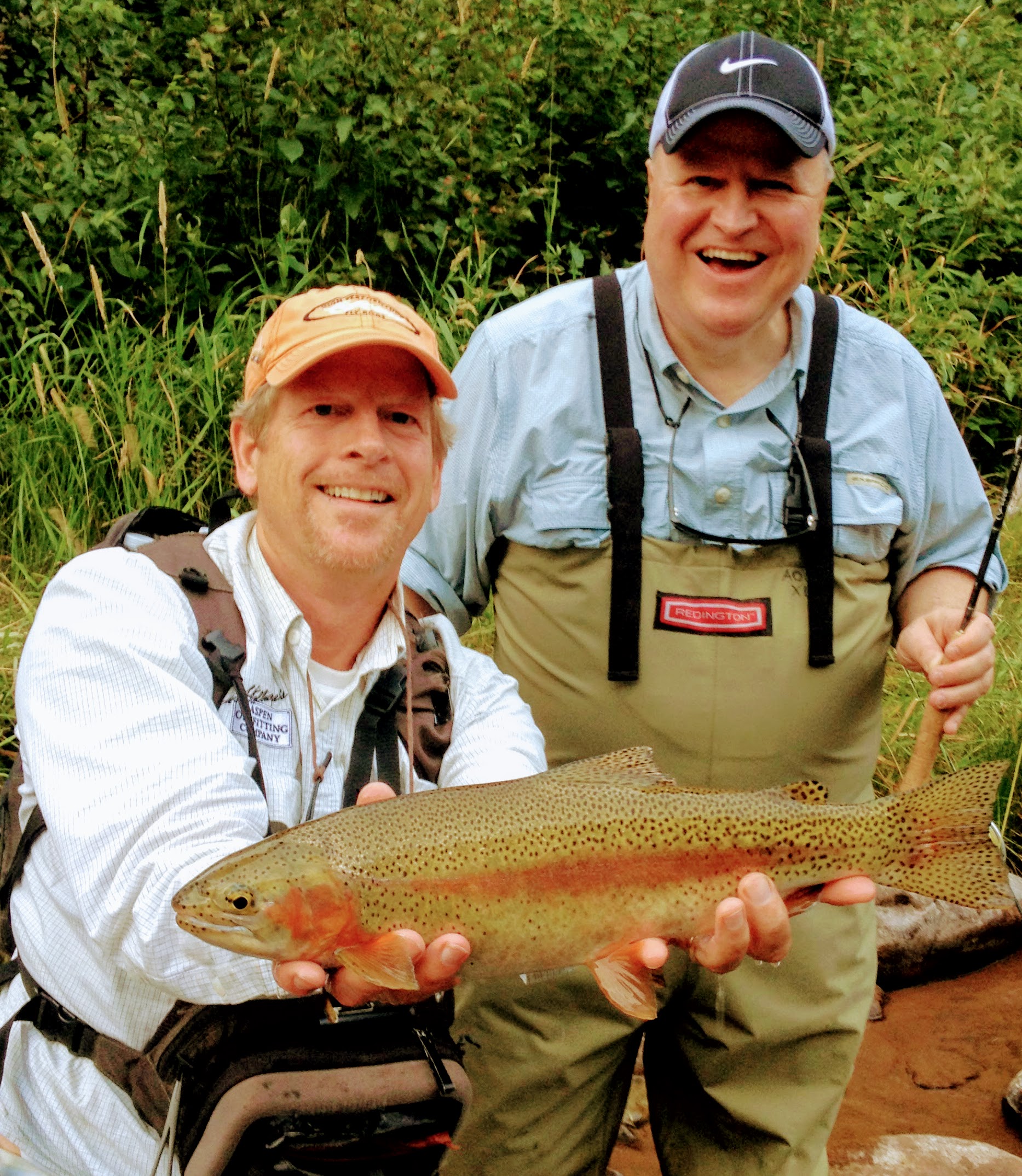 John Dietsch Aspen Trout Guide Fishing with Man in waders in Colorado rivers